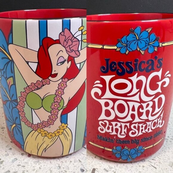 2014 DISNEY Official Licensed Jessica Rabbit Surf School Mug 12oz 4.5 x 3.5 - Picture 1 of 15